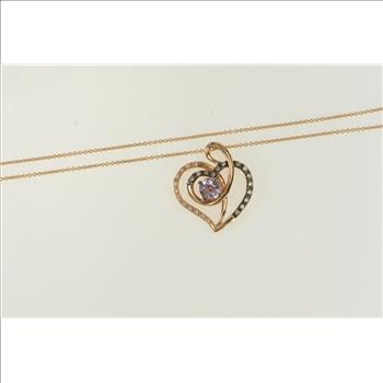 14K LeVian Amethyst Diamond Heart Ltd. Edit. Yellow Gold Necklace 18