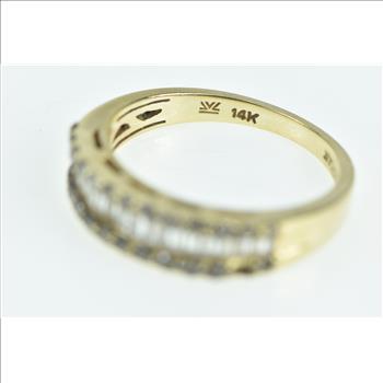 14K LeVian Baguette Diamond Wedding Band Yellow Gold Ring, Size 6.75
