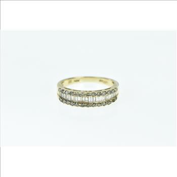 14K LeVian Baguette Diamond Wedding Band Yellow Gold Ring, Size 6.75