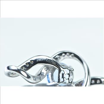 14K LeVian Chocolatier Pendant Blue Topaz Diamond White Gold Pendant