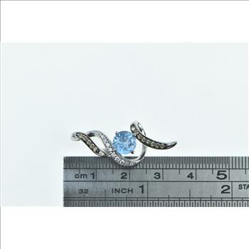 14K LeVian Chocolatier Pendant Blue Topaz Diamond White Gold Pendant