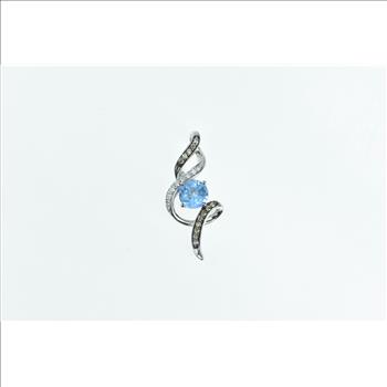 14K LeVian Chocolatier Pendant Blue Topaz Diamond White Gold Pendant