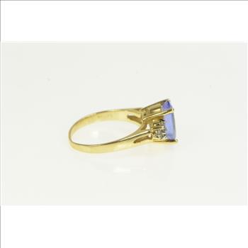 14K LeVian Tanzanite Diamond Cluster Statement Yellow Gold Ring, Size 6.75