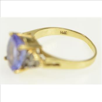 14K LeVian Tanzanite Diamond Cluster Statement Yellow Gold Ring, Size 6.75