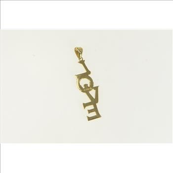 14K LOVE Word Claddagh Symbol Loyalty Yellow Gold Charm/Pendant