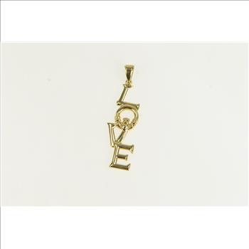 14K LOVE Word Claddagh Symbol Loyalty Yellow Gold Charm/Pendant
