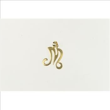 14K M Cursive Letter Monogram Name Initial Yellow Gold Charm/Pendant