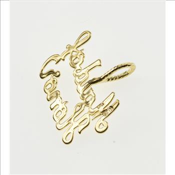 14K Maid of Honor Cursive Word Cut Out Yellow Gold Pendant