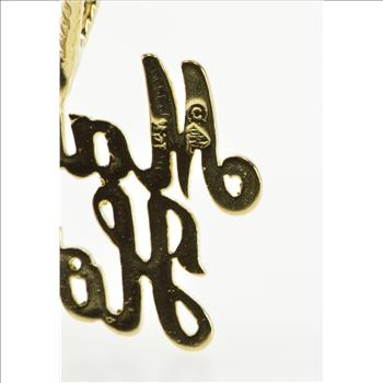 14K Maid of Honor Cursive Word Cut Out Yellow Gold Pendant