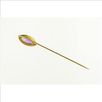 14K Marquise Amethyst Vintage Statement Yellow Gold Stick Pin