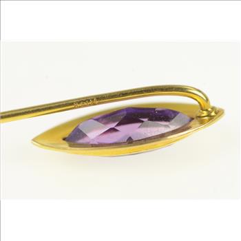 14K Marquise Amethyst Vintage Statement Yellow Gold Stick Pin