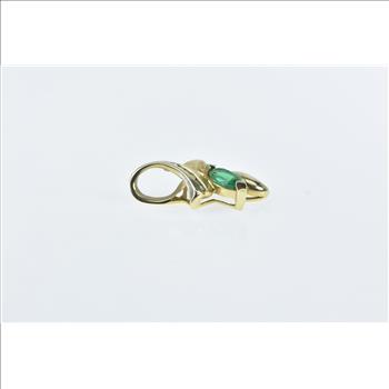 14K Marquise Emerald Diamond Wavy Yellow Gold Pendant