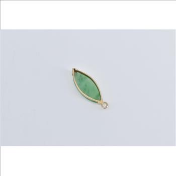14K Marquise Jadeite Cabochon Vintage Yellow Gold Charm/Pendant