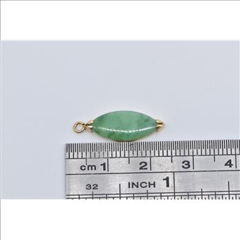14K Marquise Jadeite Cabochon Vintage Yellow Gold Charm/Pendant