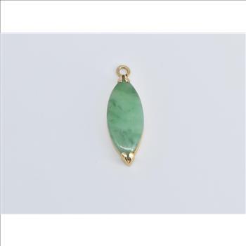 14K Marquise Jadeite Cabochon Vintage Yellow Gold Charm/Pendant