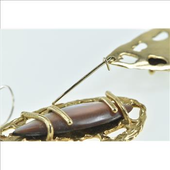 14K Marquise Mother of Pearl Vintage Dangle Yellow Gold Earrings
