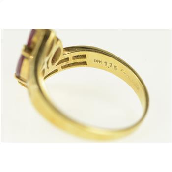 14K Marquise Natural Ruby Diamond Bypass Yellow Gold Ring, Size 6.75