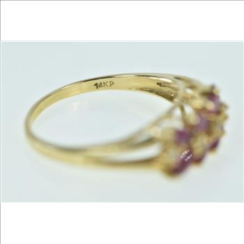 14K Marquise Ruby Diamond Vintage Band Yellow Gold Ring, Size 6.75