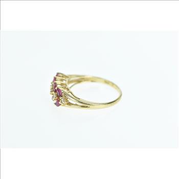14K Marquise Ruby Diamond Vintage Band Yellow Gold Ring, Size 6.75