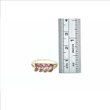 14K Marquise Ruby Diamond Vintage Band Yellow Gold Ring, Size 6.75
