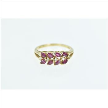 14K Marquise Ruby Diamond Vintage Band Yellow Gold Ring, Size 6.75