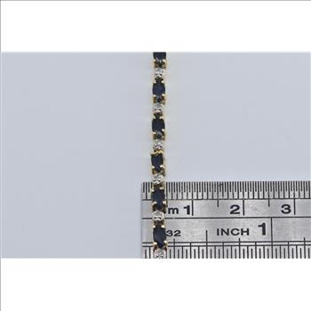 14K Marquise Sapphire Natural Diamond Tennis Yellow Gold Bracelet 7.25