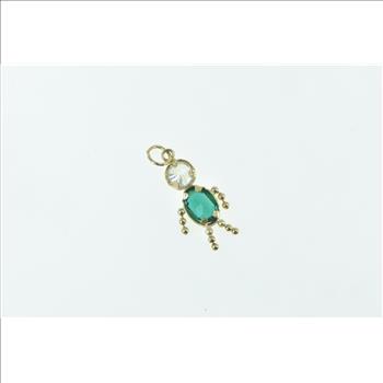 14K May Birthstone Baby Syn. Emerald CZ Yellow Gold Charm/Pendant