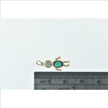14K May Birthstone Baby Syn. Emerald CZ Yellow Gold Charm/Pendant