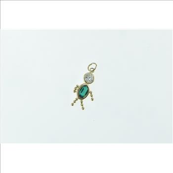 14K May Birthstone Baby Syn. Emerald CZ Yellow Gold Charm/Pendant