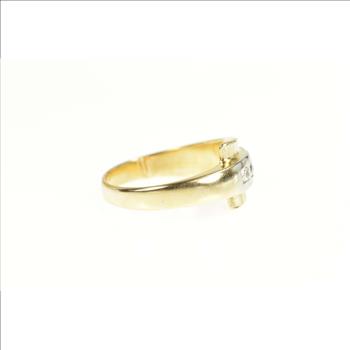 14K Men's Diamond Asymmetrical Wedding Band White Gold Ring, Size 10.5