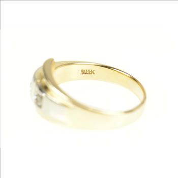 14K Men's Diamond Asymmetrical Wedding Band White Gold Ring, Size 10.5