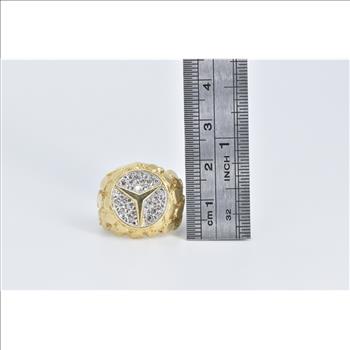 14K Mercedes Benz Logo Natural Diamond Two Tone Yellow Gold Ring, Size 6.5