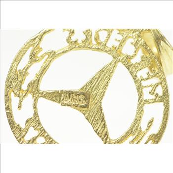 14K Mercedes Benz Logo Symbol Diamond Cut Yellow Gold Charm/Pendant