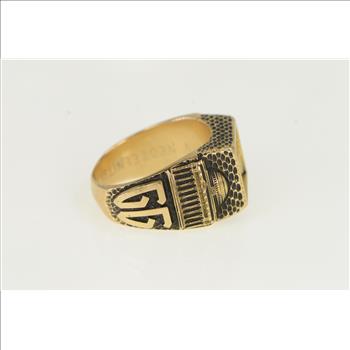 14K MIT Class of 1966 Beaver Ornate Yellow Gold Ring, Size 10.75