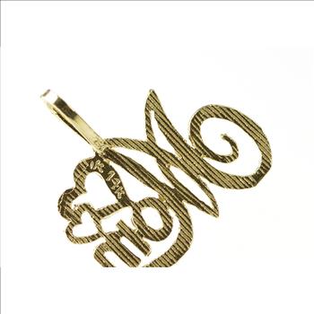 14K Mom Cursive Letter Mother Heart Accent Yellow Gold Charm/Pendant