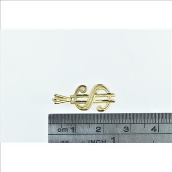 14K Money Dollar Sign Cash Symbol Fortune Yellow Gold Pendant