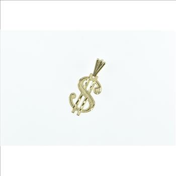 14K Money Dollar Sign Cash Symbol Fortune Yellow Gold Pendant