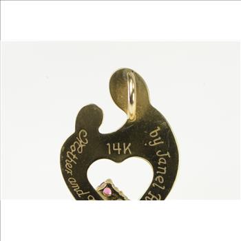 14K Mother & Child Diamond Ruby Mother's Day Yellow Gold Pendant