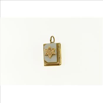 14K Mother of Pearl Star of David Torah Jewish Yellow Gold Charm/Pendant