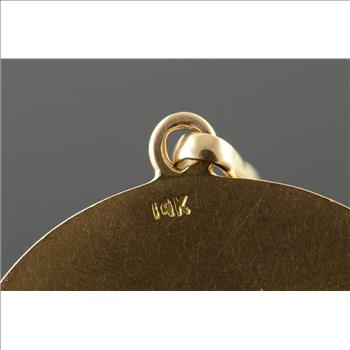 14K Myan Aztec Ancient Mexico Mexican Circle Yellow Gold Charm/Pendant
