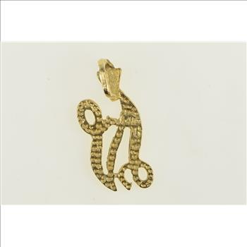 14K N Cursive Diamond Cut Letter Monogram Yellow Gold Charm/Pendant