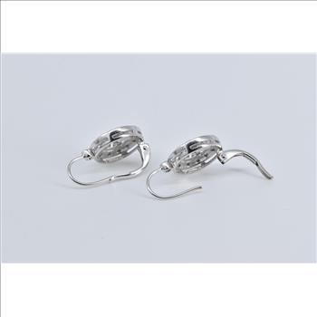 14K Natural Diamond Encrusted Snow Flake Dangle White Gold Earrings