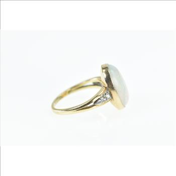 14K Natural Oval Opal Diamond Statement Yellow Gold Ring, Size 7.25