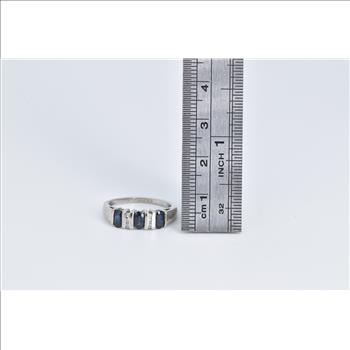 14K Natural Oval Sapphire Diamond Statement White Gold Ring, Size 6.5