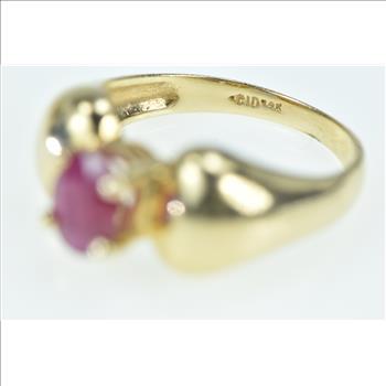 14K Natural Ruby Vintage Statement Engagement Yellow Gold Ring, Size 6