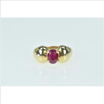 14K Natural Ruby Vintage Statement Engagement Yellow Gold Ring, Size 6