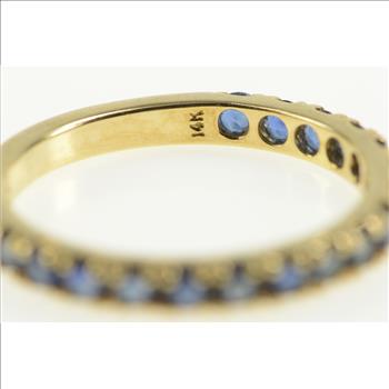 14K Natural Sapphire Classic Wedding Band Yellow Gold Ring, Size 9.25