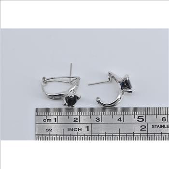 14K Natural Sapphire Natural Diamond French Clip White Gold Earring