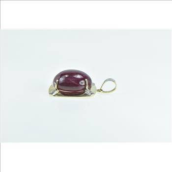 14K Natural Star Ruby Diamond Squared Statement Yellow Gold Pendant