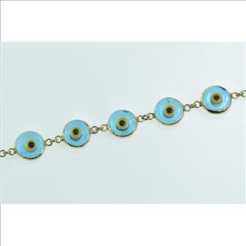 14K Nazar Evil Eye Spiritual Protection Chain Yellow Gold Bracelet 9